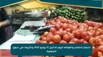 أسعار الخضار والفواكه اليوم الإثنين 21 يوليو 2025 وتأثيرها على سوق المنوفية